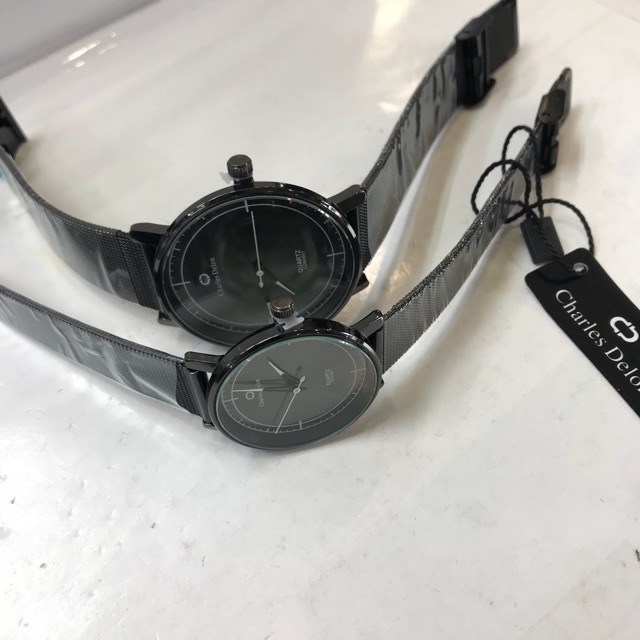 JAM TANGAN COUPLE CHARLES DELON RANTAI PASIR BLACK