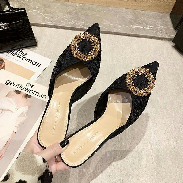 Agi6720 Heels Wanita Fashion Import Elegant Party Mules Ready Jakarta Bisa Cod (With Box)
