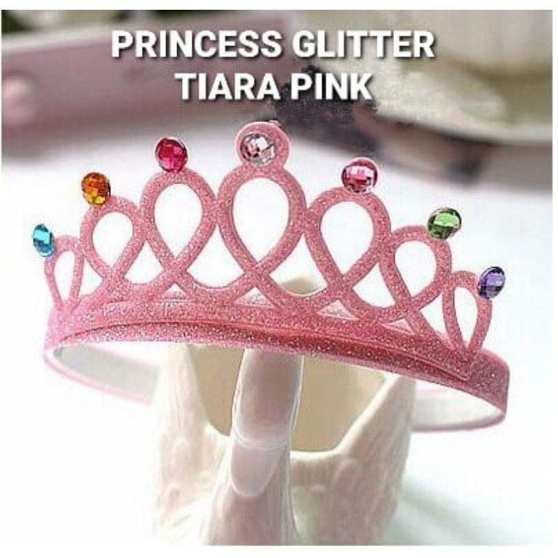 MAHKOTA ANAK PEREMPUAN PRINCESS / BANDO TIARA GLITER PRINCES IMPORT / AKSESORIS KOREA MAINAN