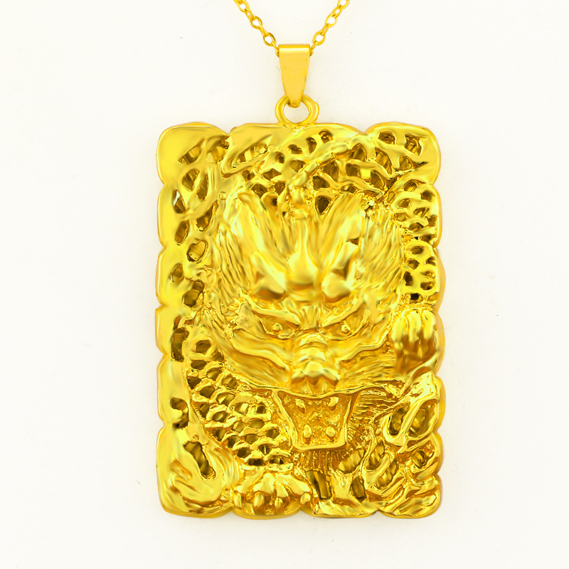 GoldKingdom Men's Pendant 24K Gold Necklace Popular Jewelry Thick Car Lace Dragon Brand Vacuum Electric Color Retention