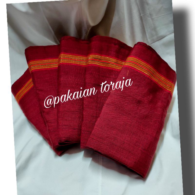 sarung tenun  Toraja asli merah maron mix hitam