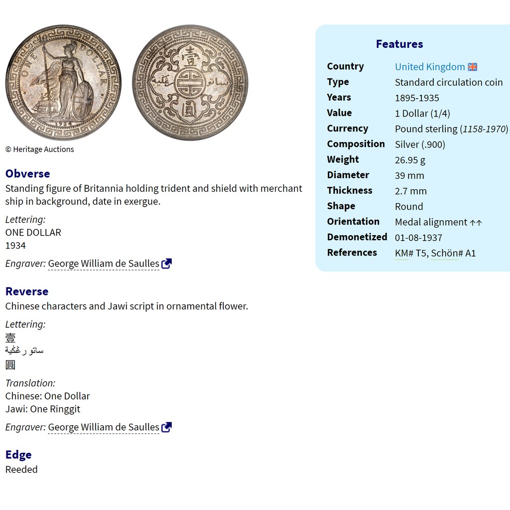 Koin Perak 1 Dollar British Trade Dollar 1899