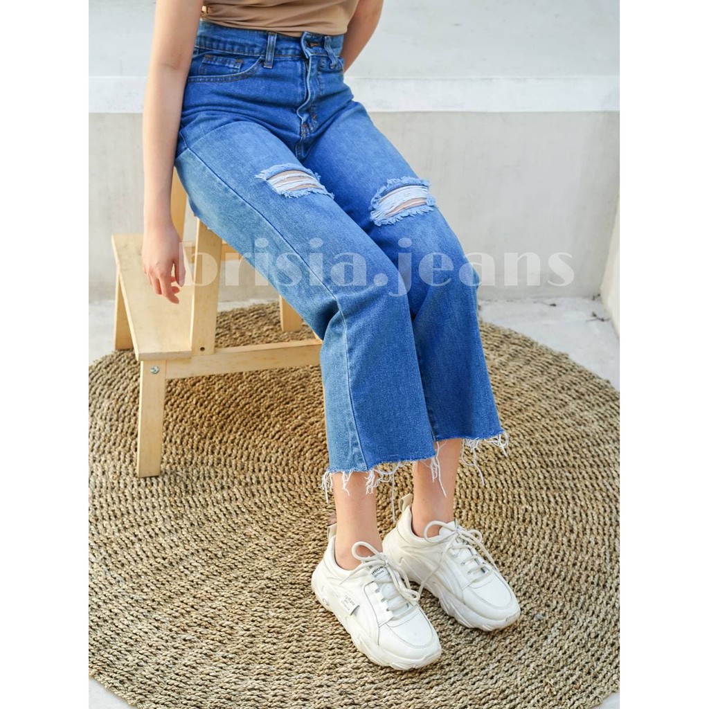 BRISIA JEANS - LEE-HI HW Boyfriend Ripped Size 27-32 / Celana Highwaist Jeans