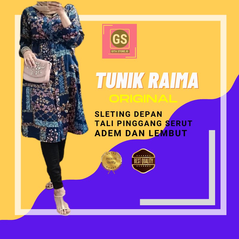 Jual Long Tunik Wanita Muslim Dewasa Tunik Raima Sleting Depan Maxmara