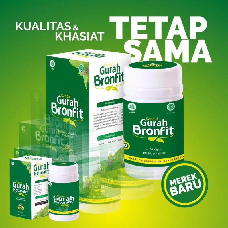 GURAH BRONFIT 50 Kapsul Herbal Batuk Flu Asma Bronkitis Migrain TBC