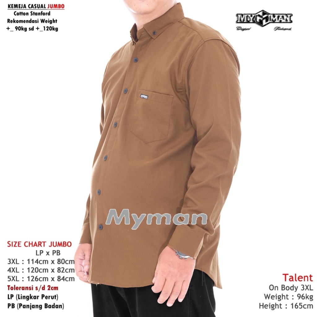 MY MAN Original Kemeja Polos lengan pendek jumbo kemeja pria warna Hijau army big size art seri MY223