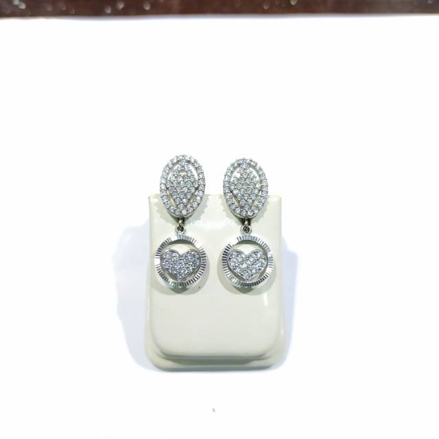 Anting Kliwir Hati Love Emas Putih 750