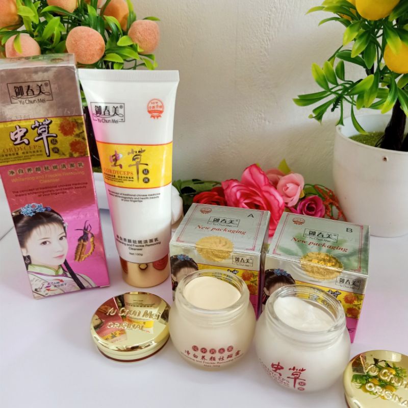 Cordyceps/Yu chun mei Set 3in1 cream siang malam dan sabun