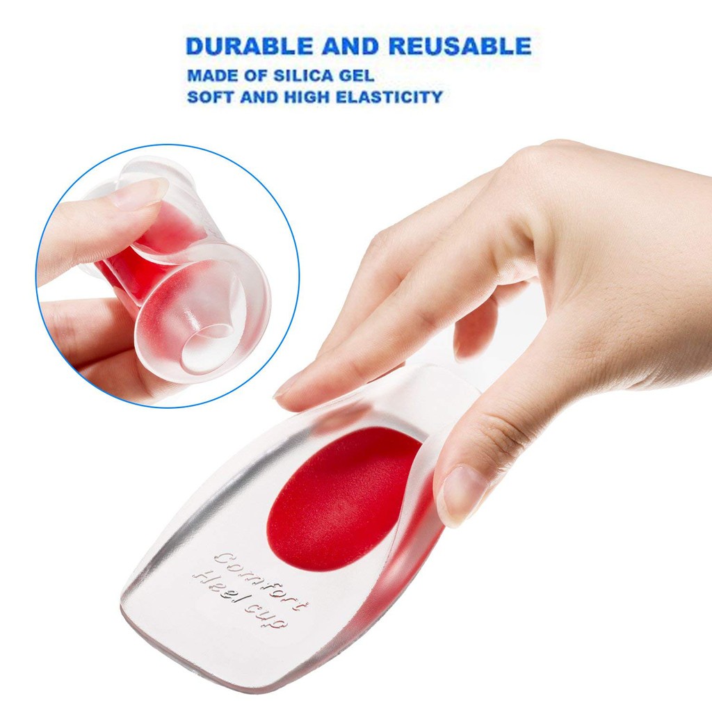 Silicone Heel Cup Pads Gel Heel Cups Plantar Fasciitis Sisipan Perawatan Kaki Silica Gel Cushion Pad