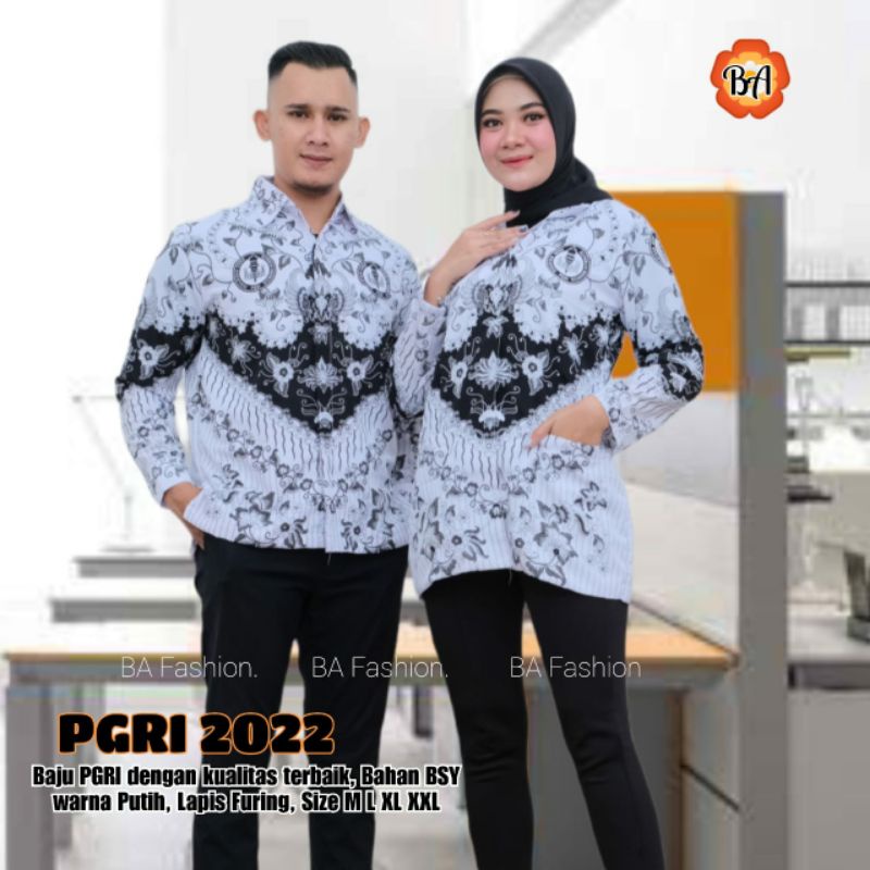 BAJU BATIK SERAGAM PGRI TERBARU  SERAGAM PGRI WANITA SERAGAM PGRI PRIA BERFURING BAHAN PGRI BSY sera