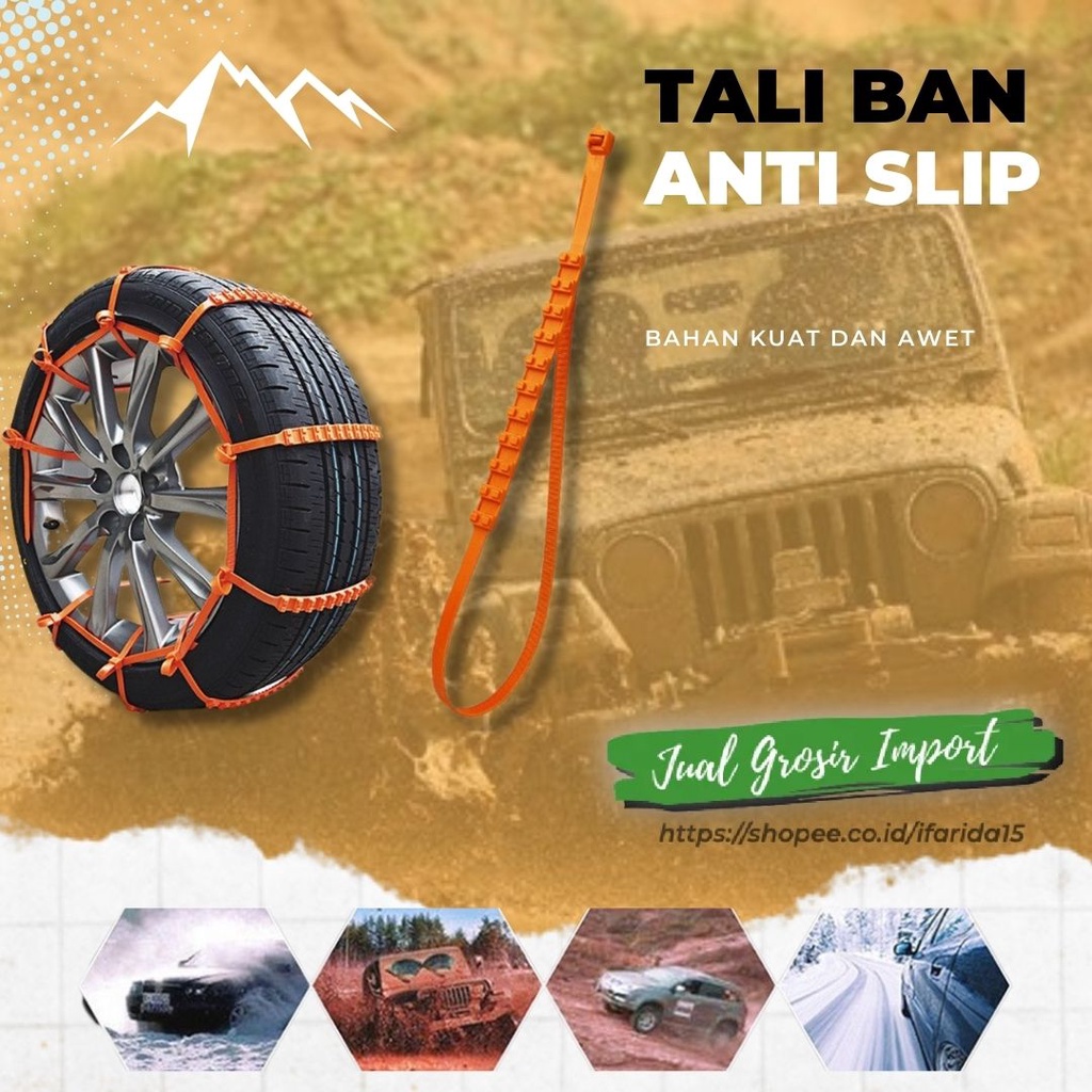 Strap Rantai Ban Motor Mobil Anti Slip Bahan Nilon Kuat Untuk Lumpur