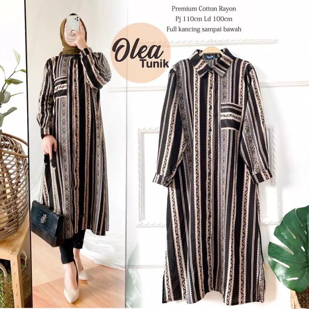 osela chati long tunik motif viscose free belt