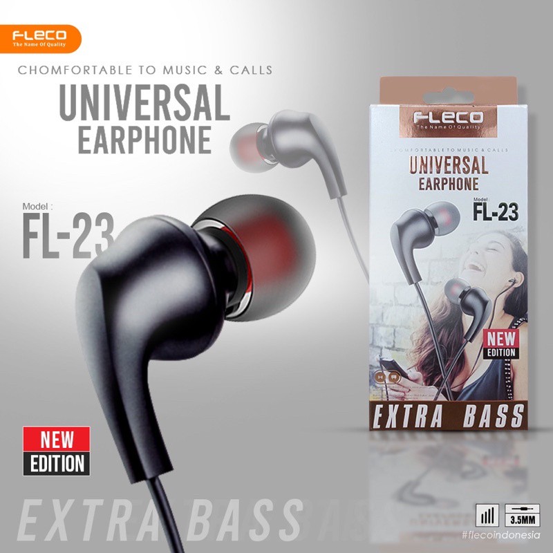 PROMO HANDSFREE/ HEADSET FLECO FL23 ORI EXTRABASS UNIVERSAL EARPHONE