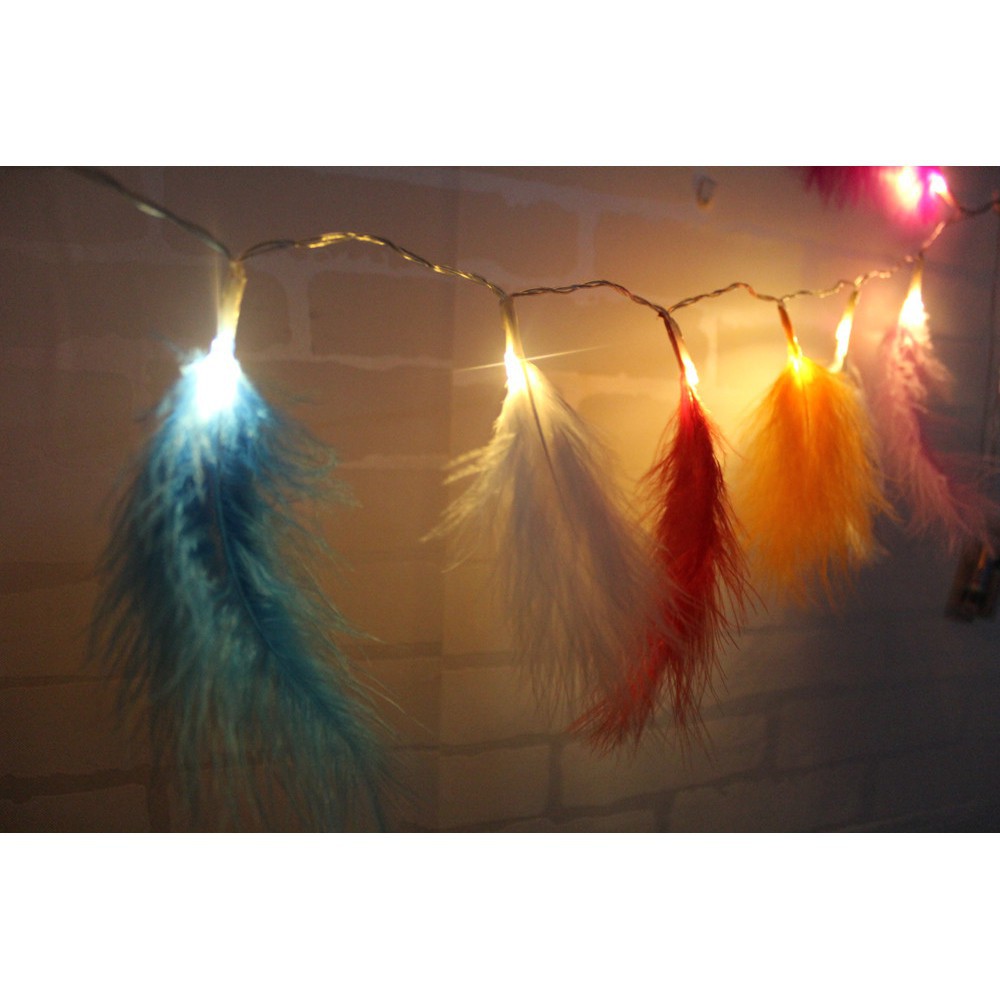 Lampu String 10 LED 1.2 M Tenaga Baterai dengan Bulu Cahaya