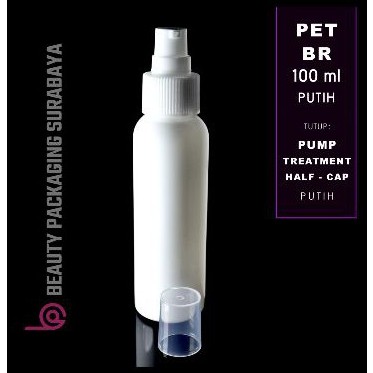 Botol Plastik PET 100ml BR Putih Tutup Pump Treatment HC Putih