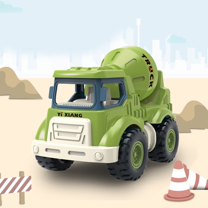 Mary Mainan Mobil Bayi Truk Tarik Kembali Mini Dengan Sambungan Fleksibel Excavator Simulasi/Mixer Truck/Crane/Wagon Balita Sandbox