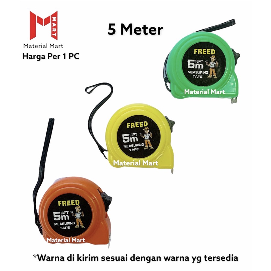 Meteran 5M ABS Murah | Alat Ukur 5 Meter Warna | Meteran 5 M | 5Meter | Material Mart