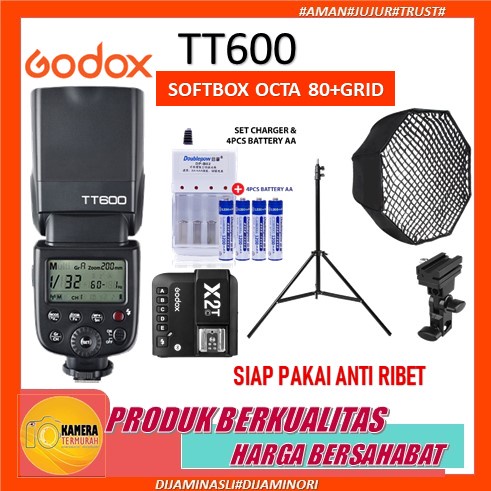 Godox TT600 + Trigger X2T + Softbox Octa 80 with Grid + Light stand