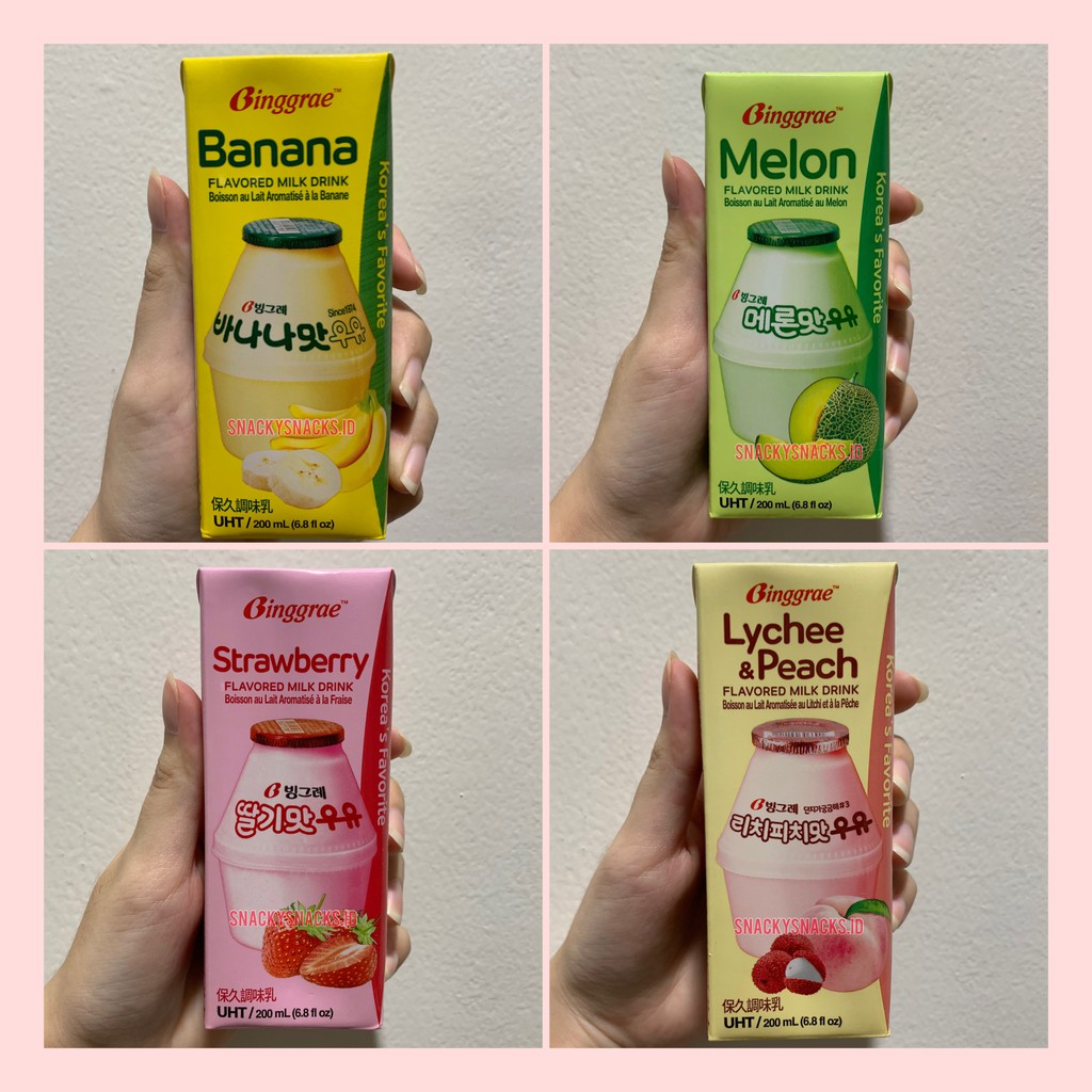 

BINGGRAE MILK 200ML BANANA / MELON / STRAWBERRY / LYCHEE&PEACH - Susu Banana Korea Import