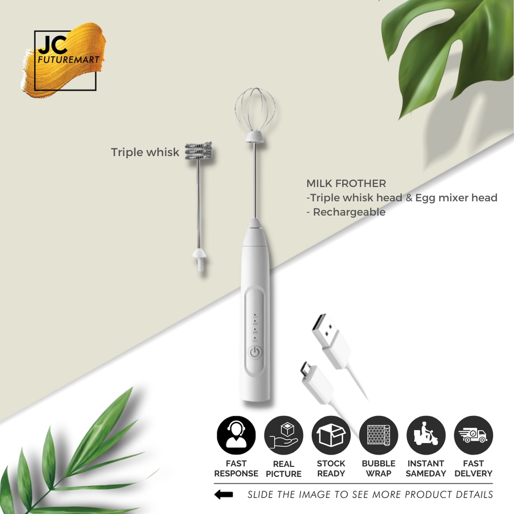 MILK FROTHER 3 WHISK RECHARGEABLE / EGG MIXER PENGOCOK TELUR DAN SUSU