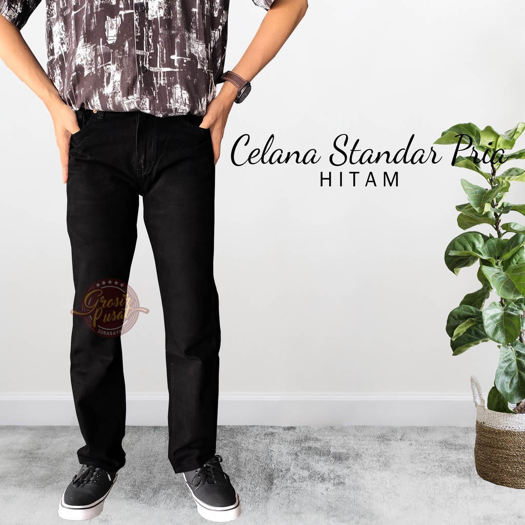 Celana Jeans Standar Hitam Reguler LIVES Pria 28 - 38