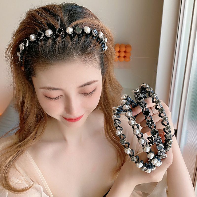 [COD] Bando Korea Wanita Mutiara Wavy SIRKAM Bandana Sisir Kepang Elegan Impor Aksesoris Rambut Wanira Headband