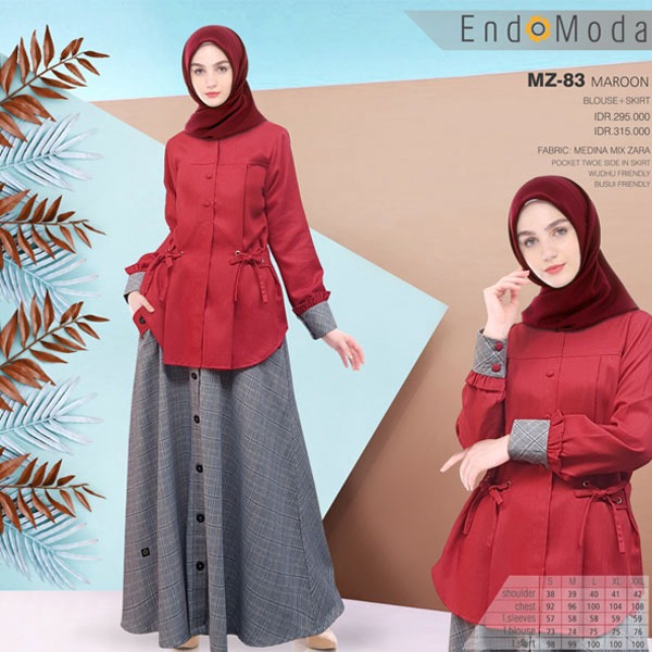 SETELAN BAJU MUSLIMAH ENDOMODA MZ 83 MAROON