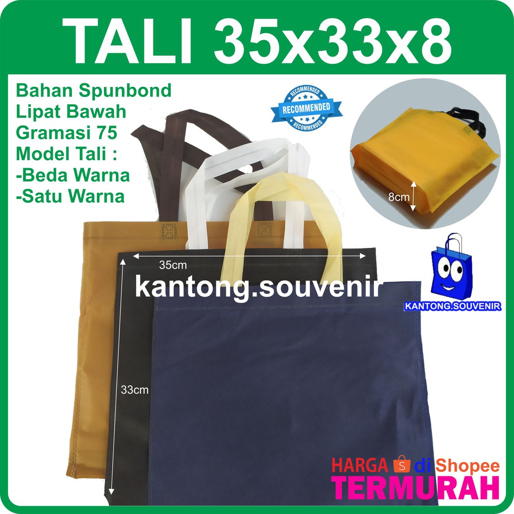 

Tali warna 35x33x8 tas spunbond tas goodie bag goodiebag tas polosan tas kain polosan murah