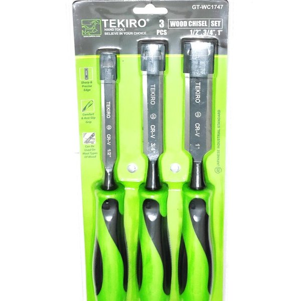 Tekiro WOOD CHISEL SET 3 PCS - 1/2 ,3/4, 1 Inch - TEKIRO PAHAT KAYU SET 3 PC GT-WC1747