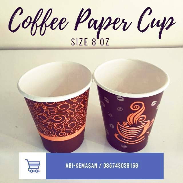 Gelas Kertas Kopi / Cup Kertas / PAPER CUP KOPI / TAHAN PANAS 8OZ