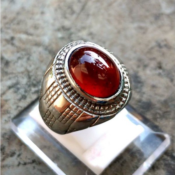 Cincin Batu Alam Natural Red Garnet / Natural Hessonite Garnet