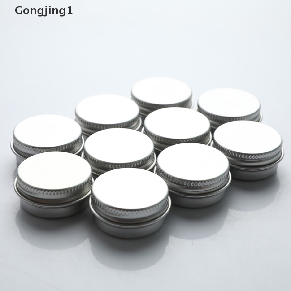 Gongjing1 10pcs / Set Kontainer / Botol Aluminum Ukuran 10ML Untuk Cream / Lip Balm / Lilin / Kosmetik