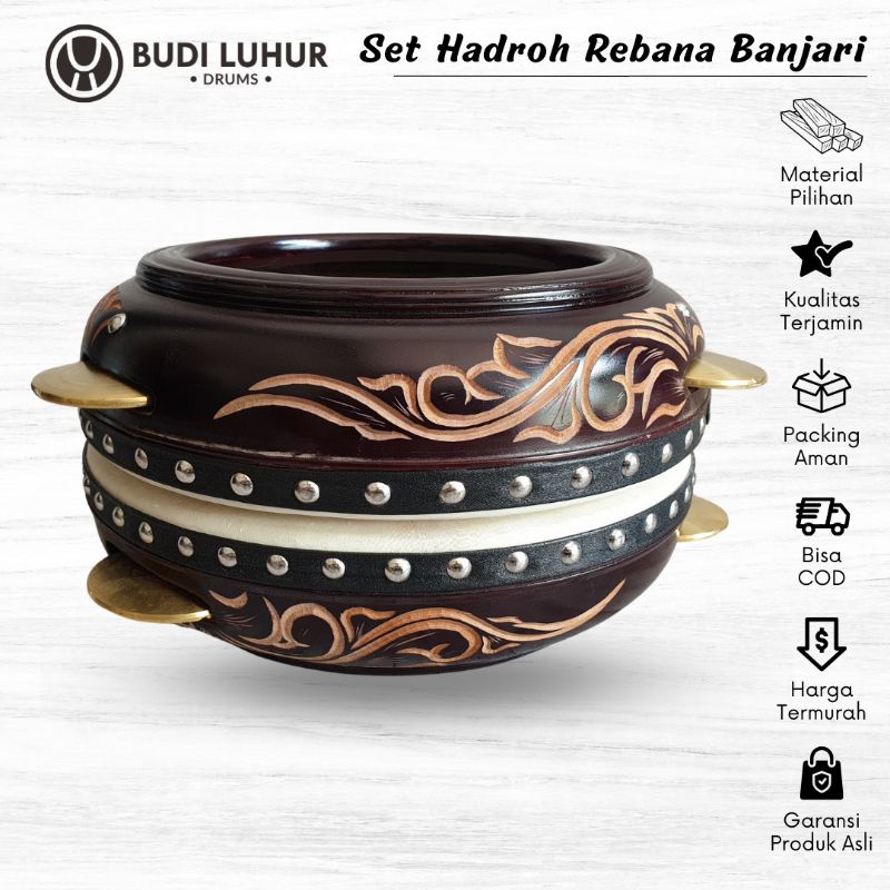 TERMURAH REBANA HADROH 1 SET 2PCS TERBANG ASLI JEPARA BONUS TAS
