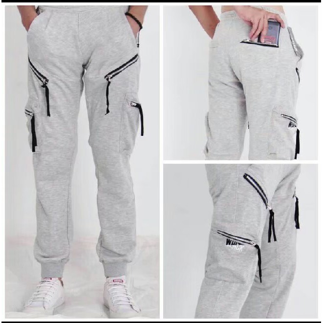 Trackpants With zipper Double flag Celana Pria like origina Jogger trackpant denimpant hypebeast