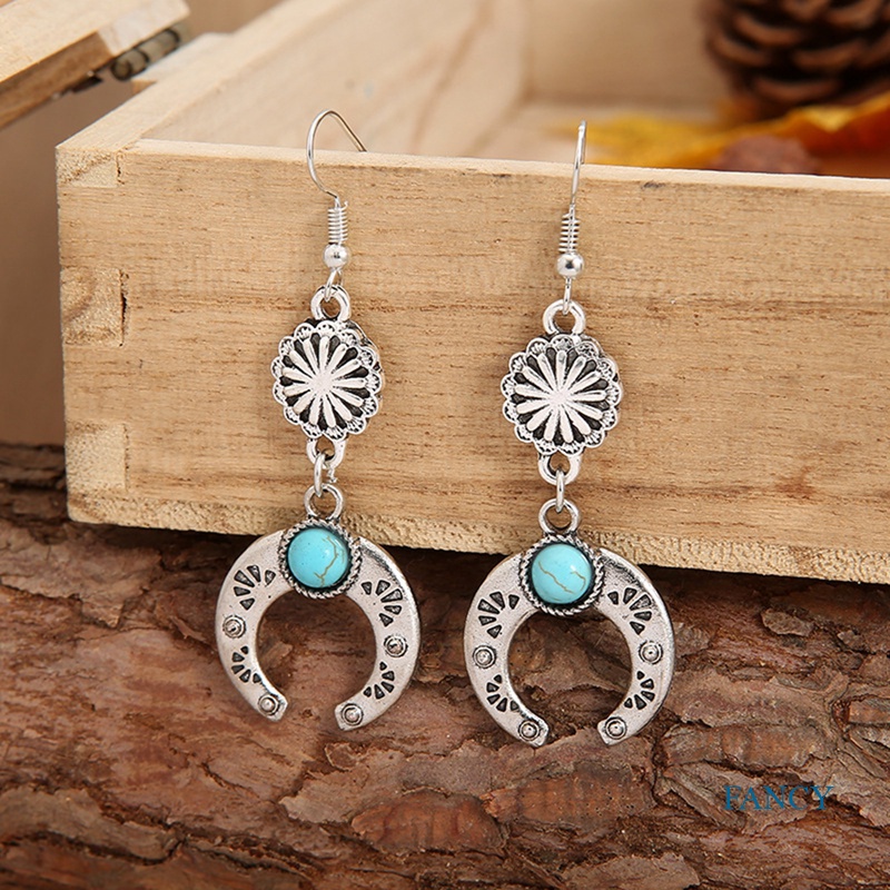 Anting Tusuk Gantung Bahan Alloy Desain Bulu Mata Hias Berlian Gaya Eropa / Amerika / Bohemian / Retro Untuk Wanita