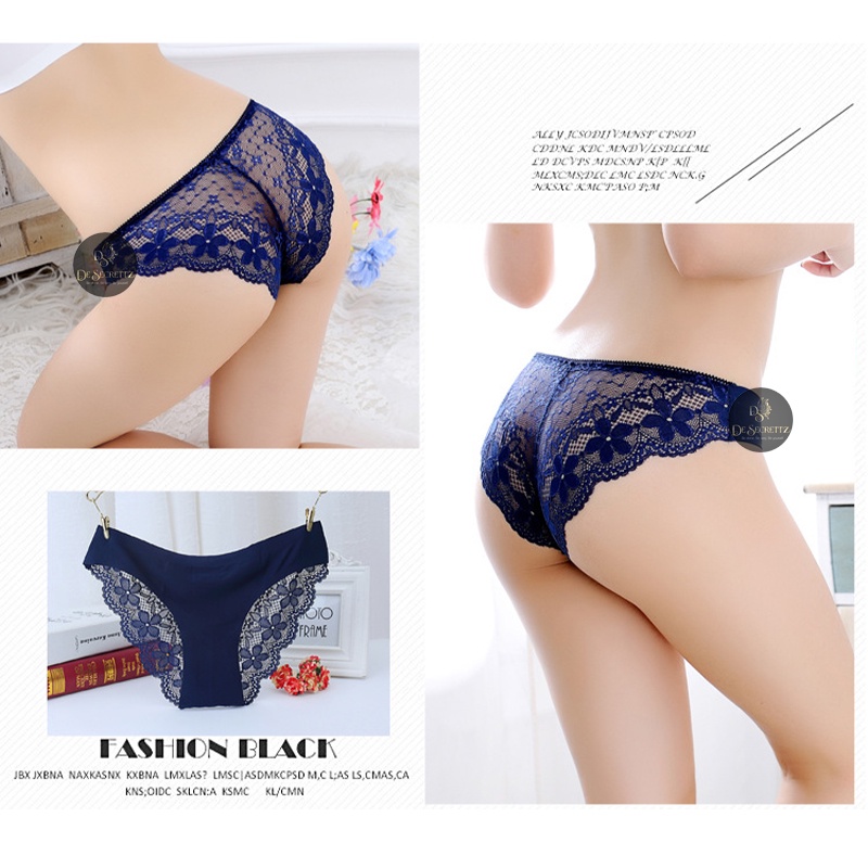 DeSecrettz PANTIES #038 Celana Dalam Wanita, Sexy Lace Seamless Panties Women's Ice Silk Large Size Low Waist Briefs