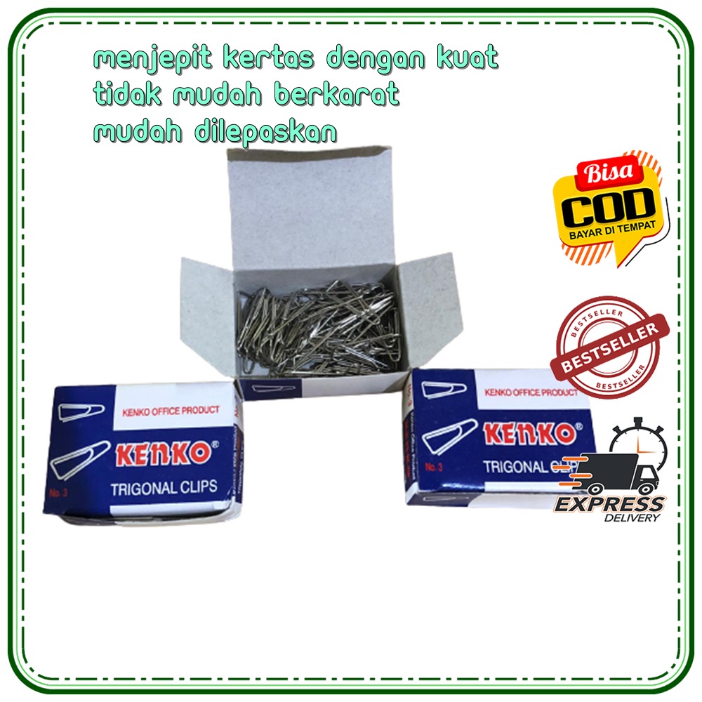 

TRIGONAL CLIP/ Paper clip NO.3 KENKO - KENKO PAPER CLIP PENJEPIT KERTAS MEREK KENKO JEPITAN KERTAS SEGITIGA PENJEPIT KERTAS SEGITIGA KENKO