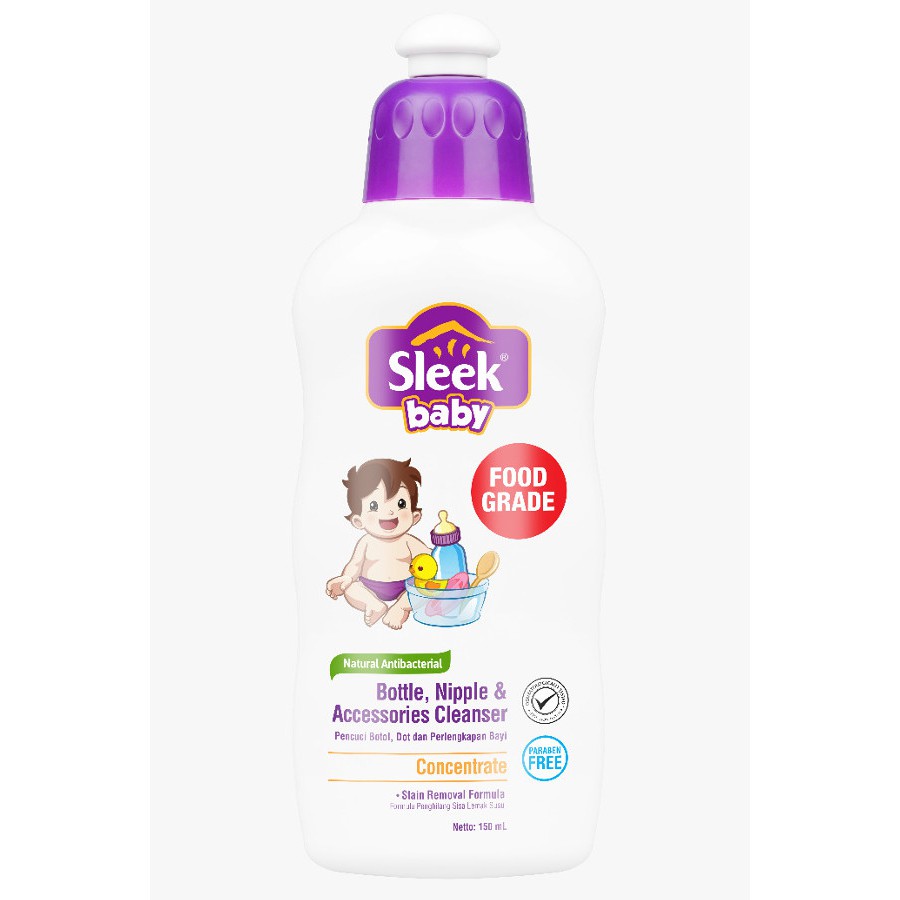 SLEEK Baby Botol Cleanser 150 ml Sabun Cuci dot Baby Bottle Nipple &amp; Accessories Cleanser travel size