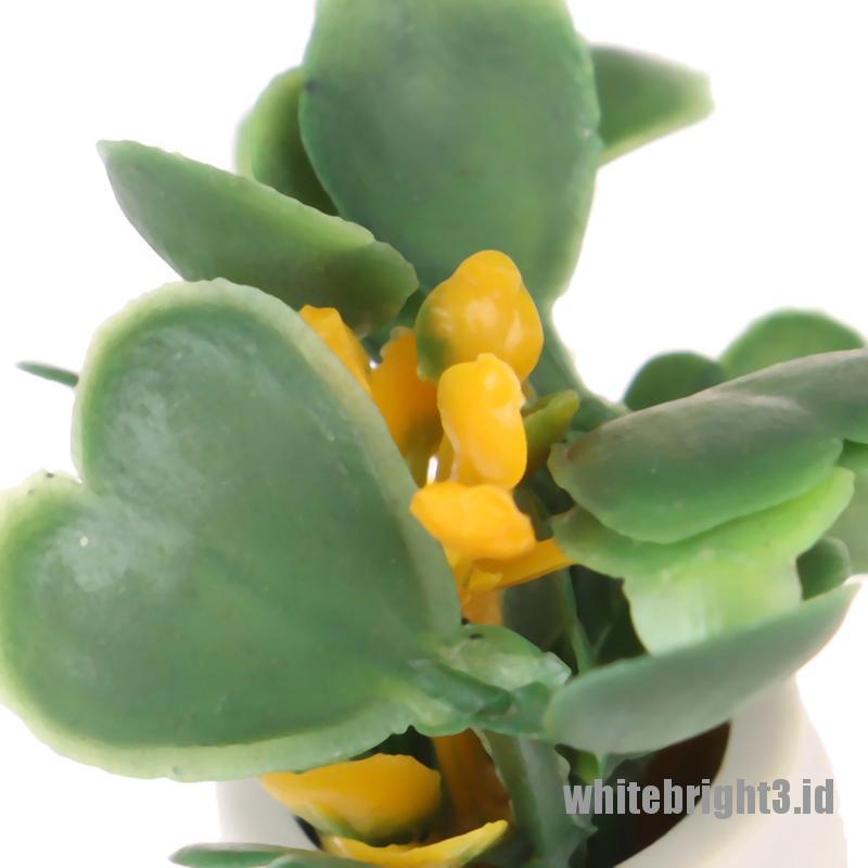 (white3) Miniatur Pot Tanaman Hijau Skala 1: 12 Untuk Dekorasi Rumah Boneka