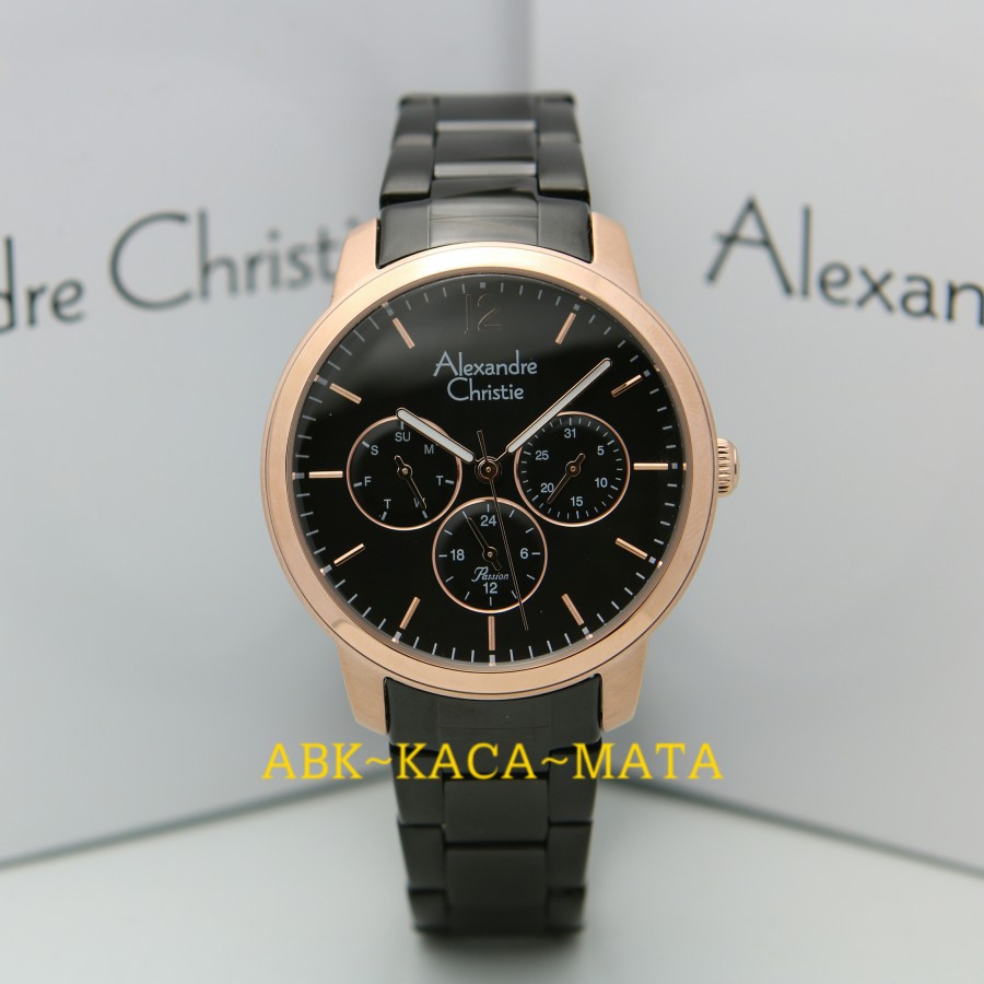 JAM TANGAN WANITA ALEXANDRE CHRISTIE AC 2875 ROSEGOLD BLACK