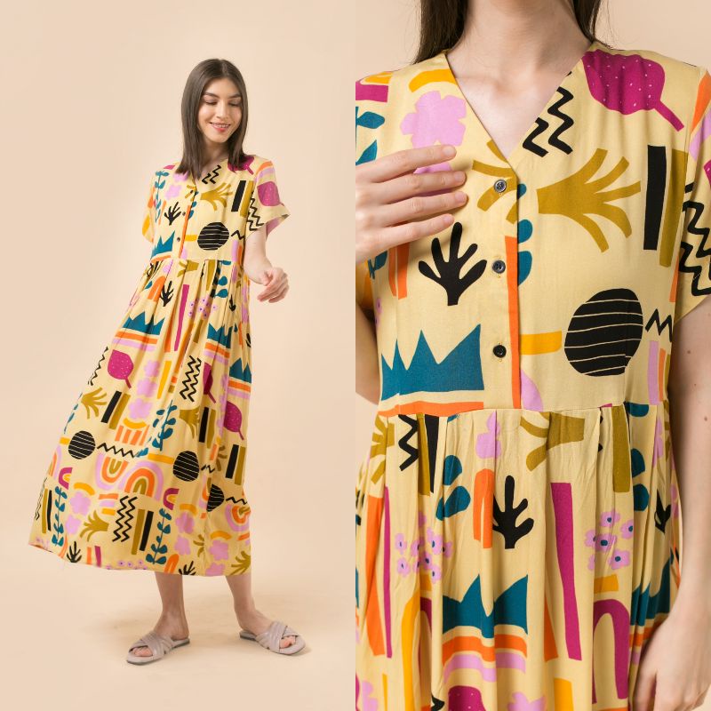 [BISA COD] DASTER KHALIFS BY KHALIFS.SLEEPWEAR | KHALIFS.ID-SharonColorfulYellow