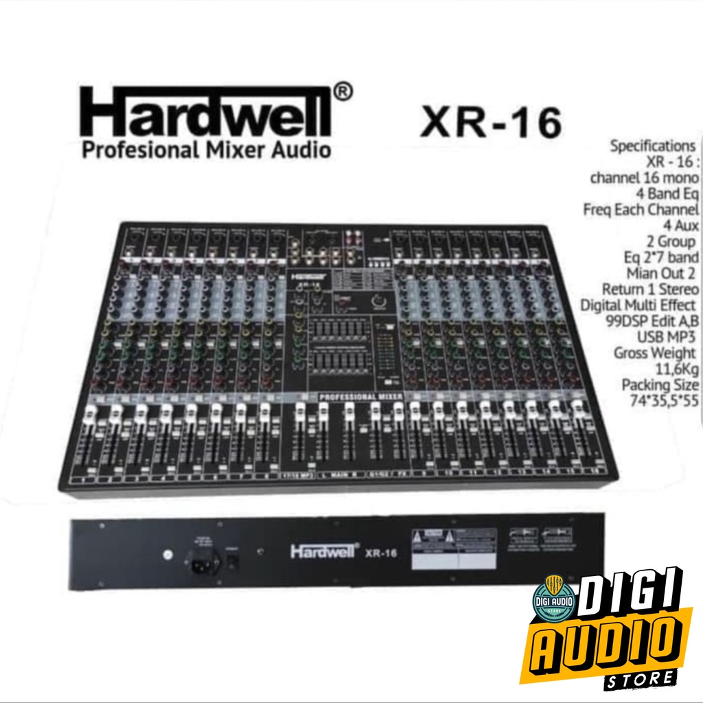 Audio Mixer USB Soundcard Recording Bluetooth Efek Vocal Alesis Reverb HARDWELL XR16 XR 16