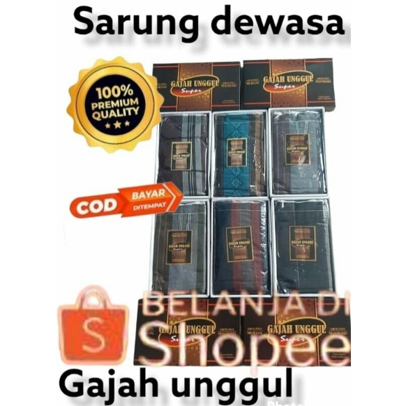 Sarung Gajah Unggul Dewasa Motif WADIMOR Murah Premium Tenun DOBY/ SARUNG KATUN KEMASAN TAS