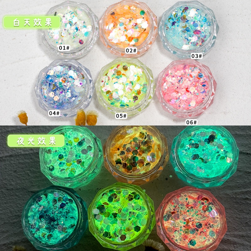 MSY  Payet Glitter Glow In The Dark Aksesoris Nail/Hiasan Kuku Nail Art