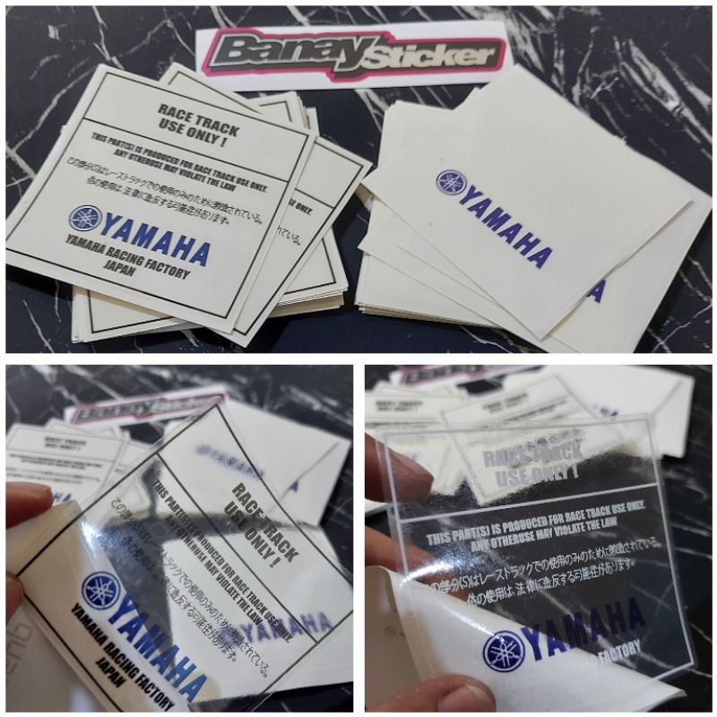 STICKER PERINGATAN YAMAHA WARNING YAMAHA RACE TRACK USE ONLY JAPAN TRANSPARAN