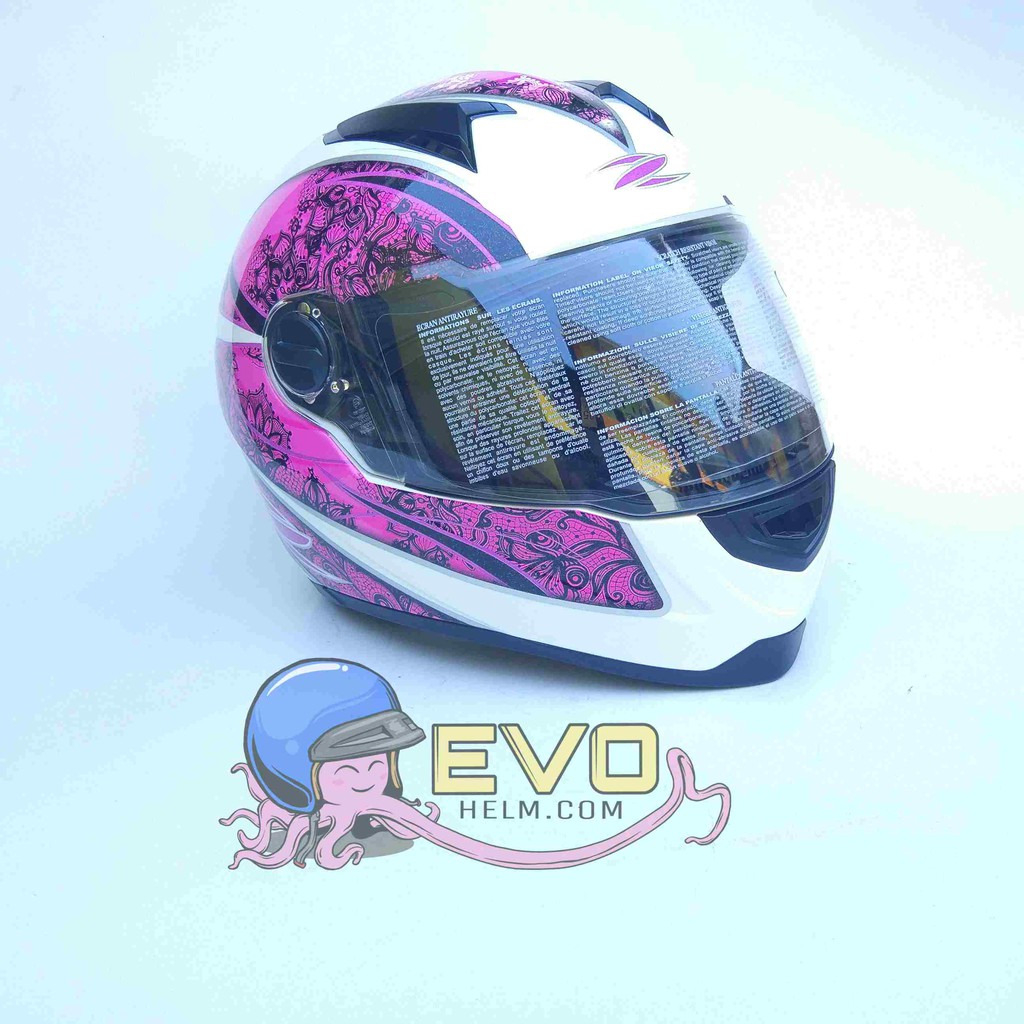 HELM ZEUS FULL FACE WHITE AL9 PURPLE - FREE SMOKE VISOR ZEUS ORIGINAL ( ONGKIR 2KG )