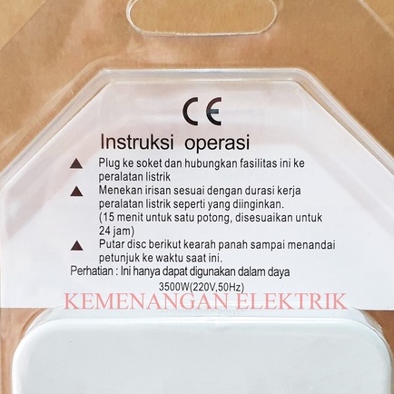 KAISER STOP KONTAK TIMER 24 JAM ANALOG / ALAT PENGATUR WAKTU MANUAL / COLOKAN STOPKONTAK TIMER