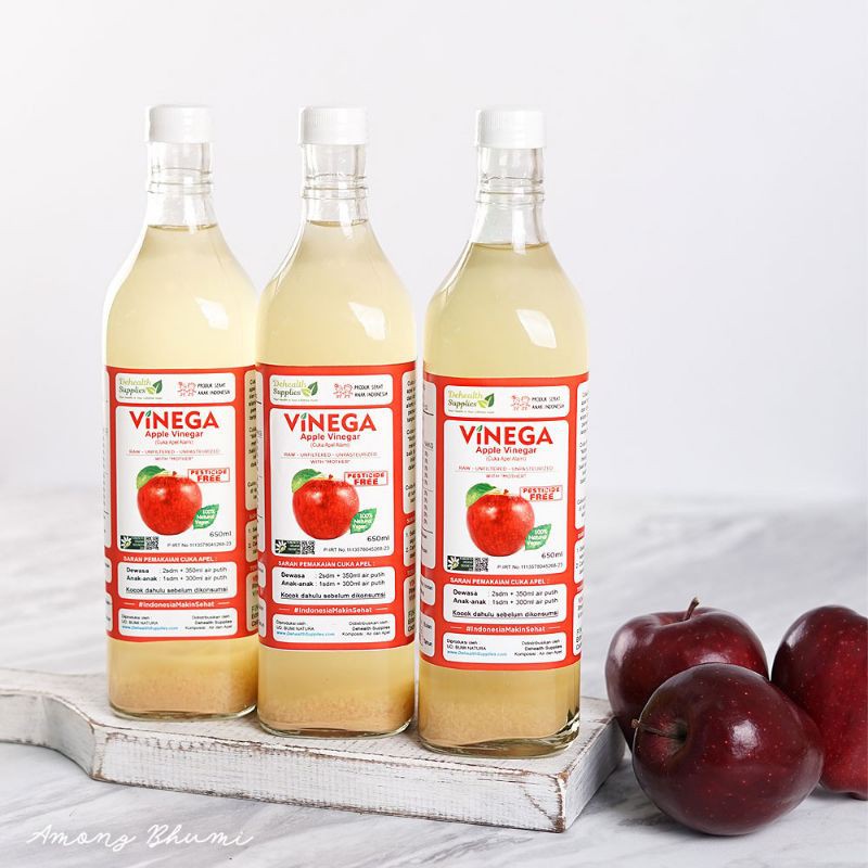 

Cuka Apel Alami 650 ml - VINEGA Apple Vinegar - Dehealth Supplies