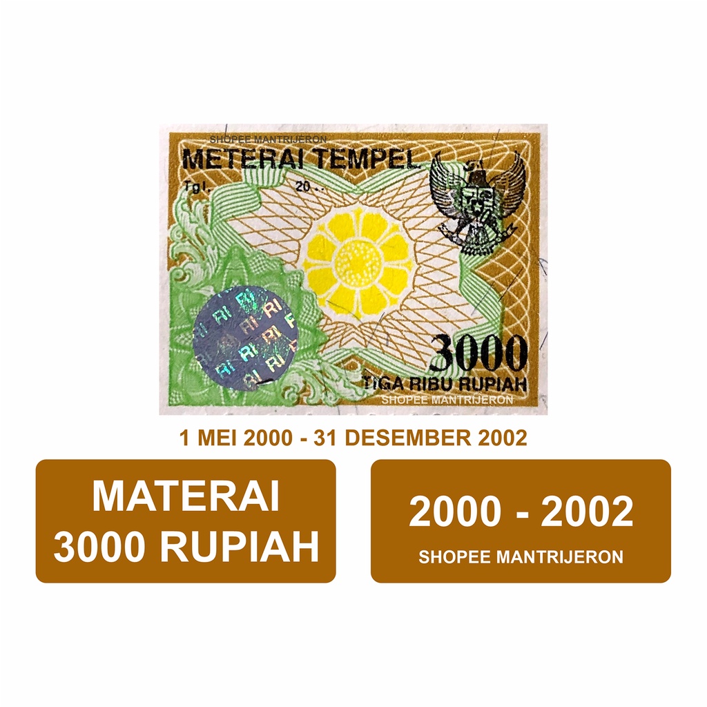 

Materai 3000 Tahun 2000-2002 Meterai Tempel 3 Ribu 3.000 Tiga Ribu Rupiah Lama Kuno Jadul Asli Original Kantor Pos