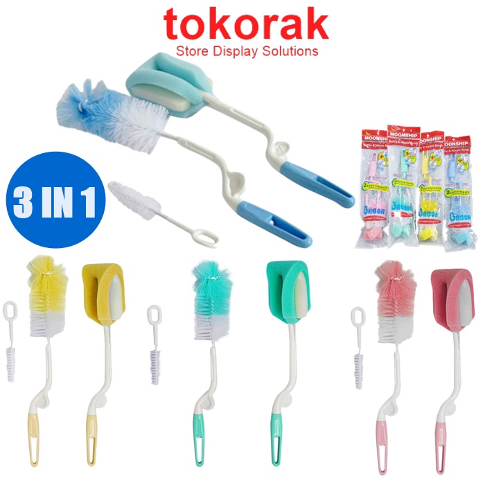 MOONSHIP SIKAT BOTOL 3 IN 1 - NIPPLE BRUSH BOTTLE - SIKAT CUCI BOTOL